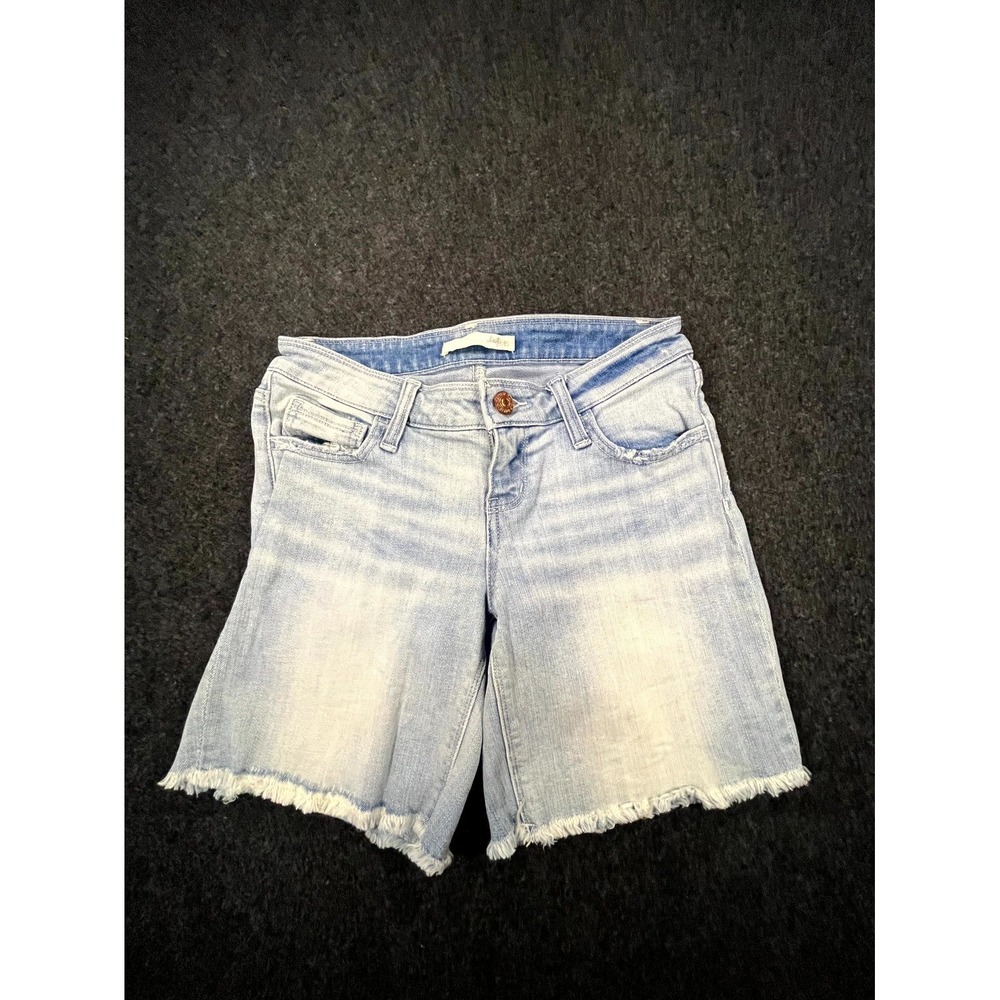 Daytrip Gemini Denim Shorts Womens‎ 25 Blue Light Wash Cotton Stretch Raw Hem